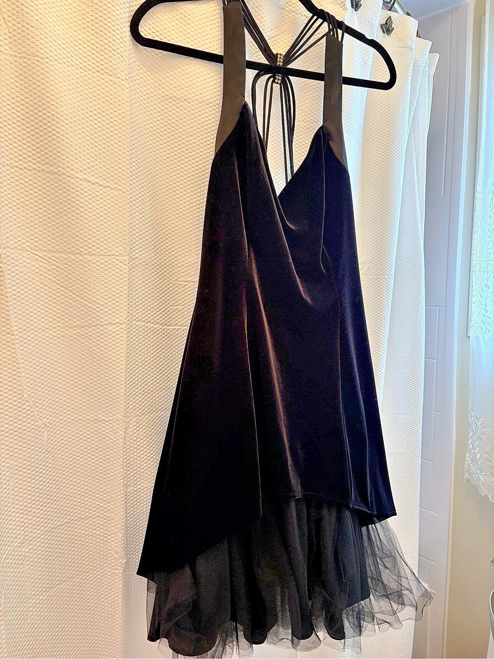 Black Maxi Dress with Tulle Hem